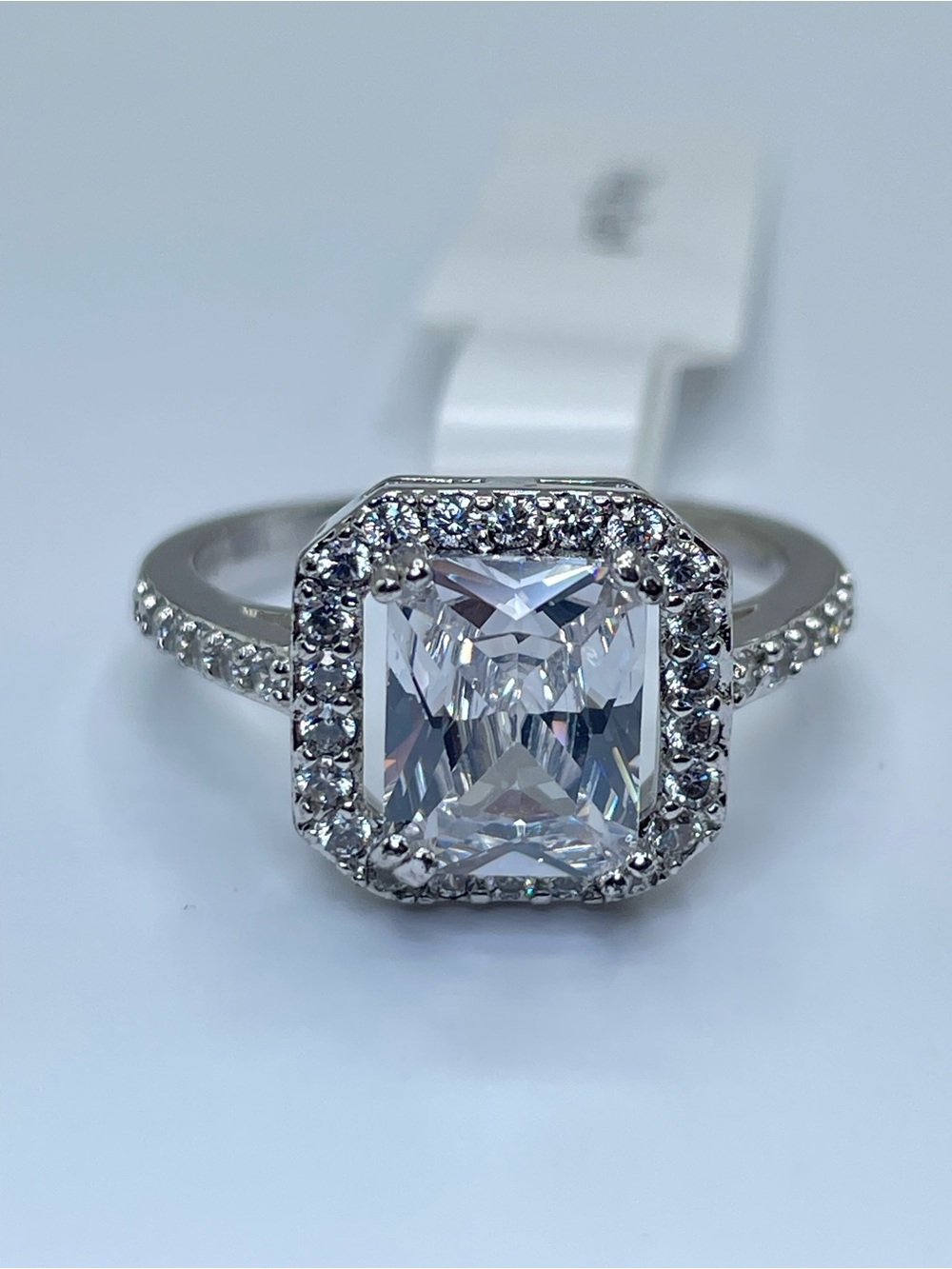 Swarovski Crystal Elements White Crystal Halo Art Deco Statement Ring Size 9